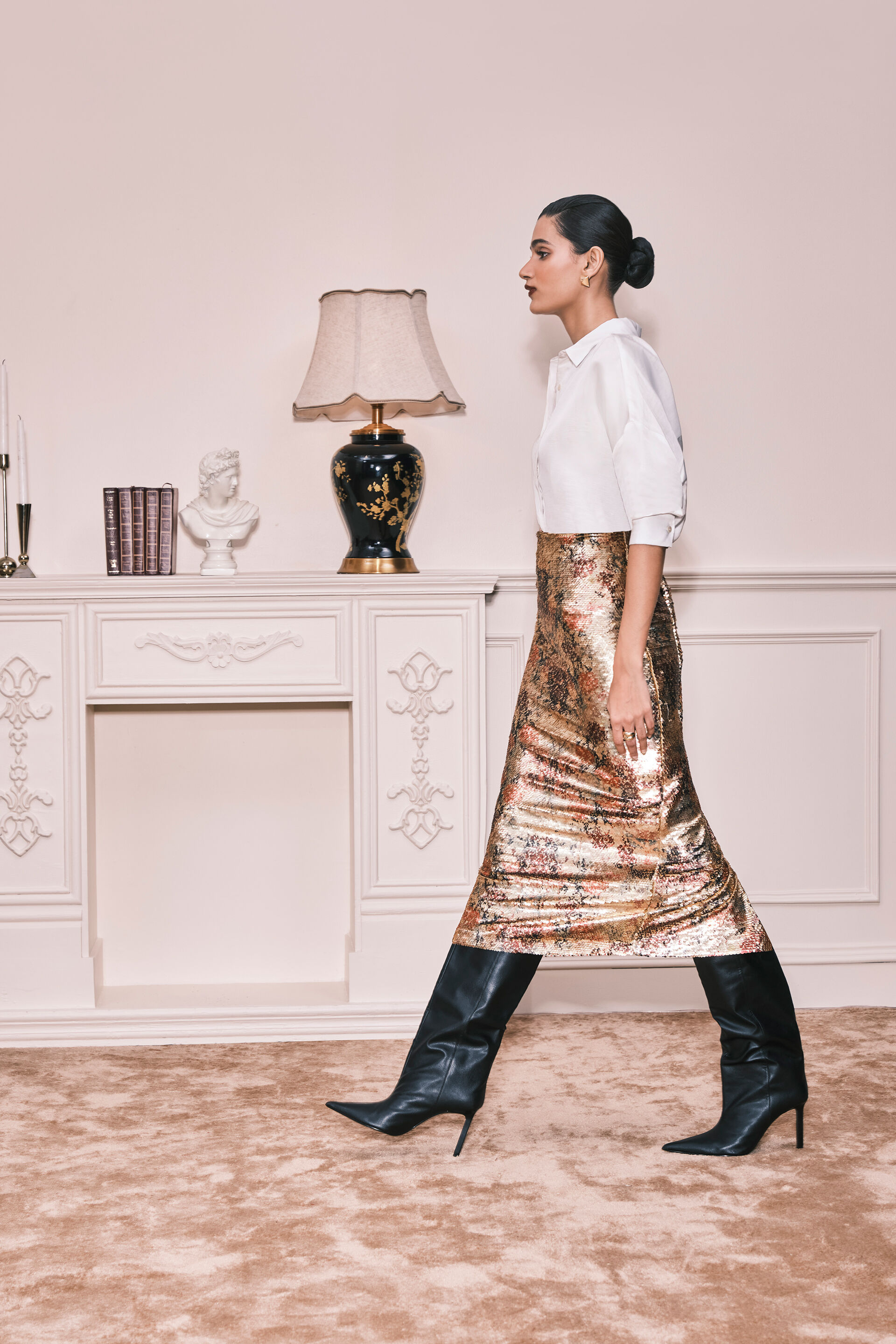 Glitter Bomb Sequin Skirt, Gold, image 2